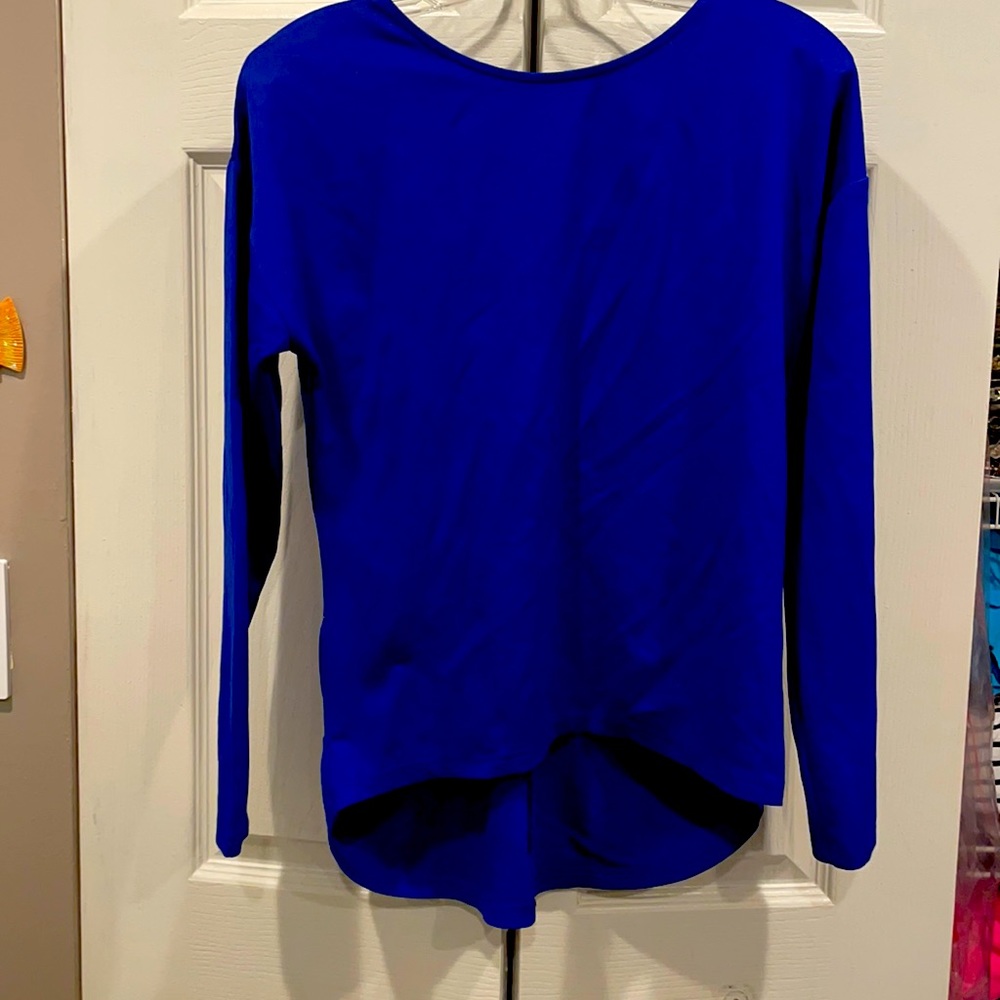 Blue top with white bow accent on back